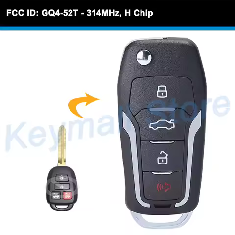 KEYECU Upgraded Flip Remote Key Fob 4 Buttons 314MHz H Chip for Toyota RAV4 Sequoia Tacoma Highlande