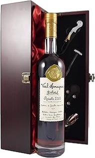 Delord Freres Bas Vintage Armagnac 2005 (70cl) in a silk lined wooden box with four wine accessories