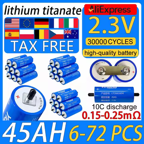 Lto yinlong 2.3V 45Ah DIANKAISHOU Lithium titanate Battery 10c DIY 12V 24V 48v Electric Boat Solar S