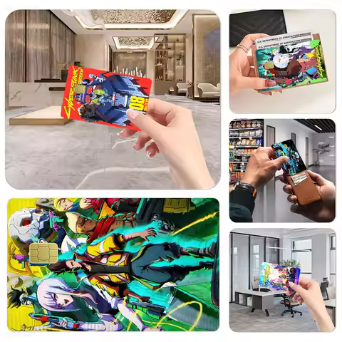 Anime C-Cyberpunk E-Edgerunners 100% Hot Sale Amine Credit Debit Bank Card Bus Card Film Skin Sticke