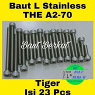 set baut L stainless blok mesin tiger baut mesin tiger set 23 pcs baut mesin set tiger L stainless b