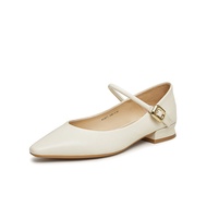 รองเท้าส้นหนา Mary Janes สไตล์ฝรั่งเศสสำหรับผู้หญิง BASTO KC871CQ3 รองเท้าส้นแบนแบบสวมหัวแหลม พื้นยา