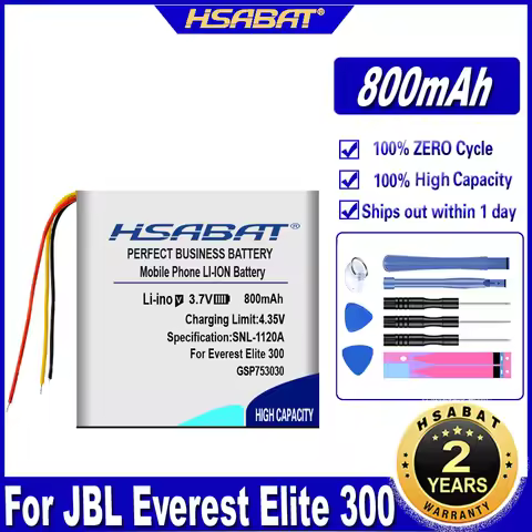 HSABAT GSP753030 800mAh Battery for JBL Everest Elite 300,Everest Elite E45BT,E55BT, Live 650BT NC B