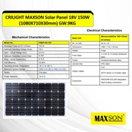 Crilight MAXSON Monocystalline Type Solar Panel Sistem Solar Pagar Elektrik Kebun (150W/18V)