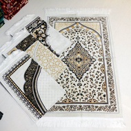 SAJADAH TURKI SAFATEX SIMLI SUPER PREMIUM DASAR PUTIH SAJADAH SESERAHAN HANTARAN PERIKAHAN