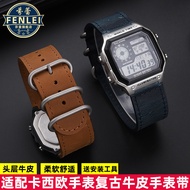 CQIR [Shipping from China] Retro Small Square Leather Strap Suitable for Casio A159W-N1 A158WA A168 