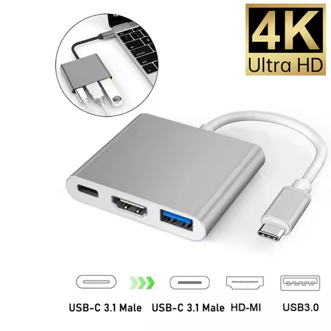 3 in 1 Usb Hub USB C to HDMI Splitter HUB Type-c to HDMI-compatible USB 3.0 Docking Station For Macb
