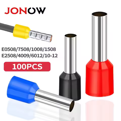 100PCS Tubular Crimp Terminals Electrical Wire Cable Ferrules Connectors E0508 E7508 E1008 E1508 E25