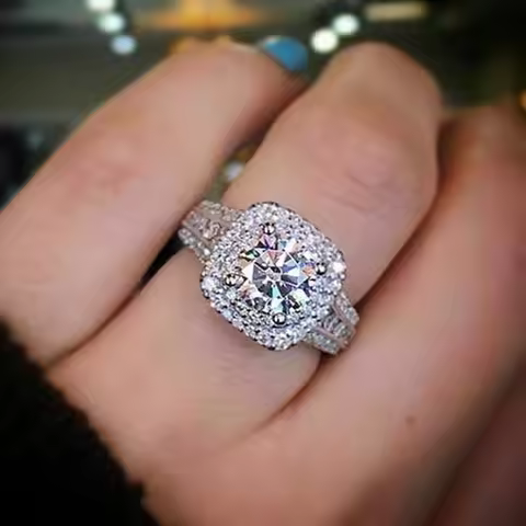 Women's 925 Sterling Silver Ring with Cubic Zirconia Engagement Party Jewelry Gift