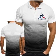 Ready Stock Le Coq Sportif Men Gradient Polo Shirt Golf Casual Sportswear Short-sleeved Shirt Collar Polo Shirt Quick-drying Casual T-shirt