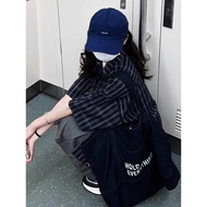 Korean style blue checkered shirt (order 7-14 days)