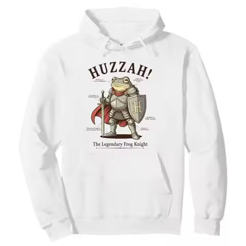 Funny Huzzah Legendary Frog Knight Meme Pullover Hoodie Y2K Fantasy Designs Graphic Outfit Cotton Ho