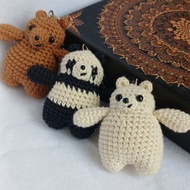 GANTUNGAN Amigurumi We Bare Bears Keychain || We Bare Bears keychain || Knitted Doll