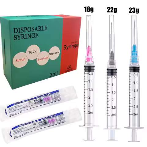 50pcs 3ml Luer Lock Syringes with 18G 22G 23G Stainless Needle For Pet Farm Animal Scientific Labs T