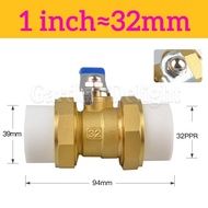 PPR Double Union Ball Valve PPR Fittings Pipe Brass ball Valve Female Union 1/2(20mm) 3/4(25mm) 1(32
