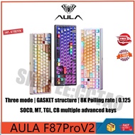 AULA F87ProV2 three mode customized GASKET structure RGB hot plug socd mechanical keyboard