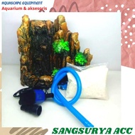 Tebing air terjun pasir sudut aquarium aquascape full set 25cm [CuanStation]