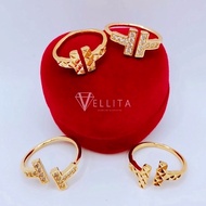 [VJ]Cop916 Ring "H" Adjustable Free Size 999.9 Gold Plated {Cincin H Persist916}