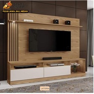 Meja TV Stand TV,Meja TV Minimalis Modern Panjang 150 Full Multimedia Paket Backdrop 1 Meter Panjang 150 Cm