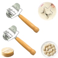 Dumpling Cutter Dough Roller Stainless Steel Wood Handle Pastry Cutter Tool Dumplings Empanadas Wont