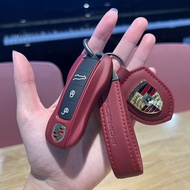 Porsche key cover macan Cayenne Cayman taycan 718 Boxster 911 Panamera key dark red protective case
