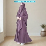 Gamis Syar'i Abaya Ayra Set Khimar French Umrah Hajj muslimah best seller on Shopee ML XL XXL XXXL