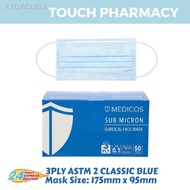 【NEW stock】✸MEDICOS 4PLY ASTM 2 Ultra Soft Sub Micron Surgical Face Mask 50's (LUMI SERIES)