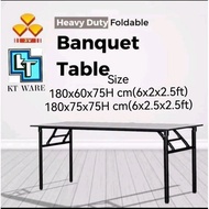 KT WARE 3V 2x6 ft Heavy Duty Foldable Wood Top Banquet Table/ Folding Banquet Table/ Function Table/