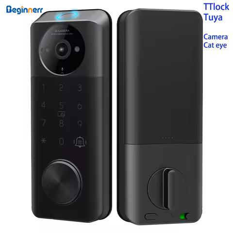IP65 Waterproof Camera intercom Smart deadbolt door lock TTlock tuya wifi Fingerprint Code Alexa Goo