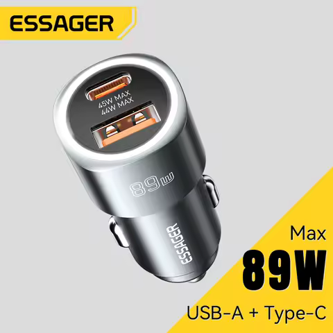 Essager 89W Car Charger Dual Port QC 4.0 3.0 Fast Charging For iPhone 15Pro Xiaomi Huawei Samsung Su