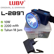 Senter Kepala Led LUBY 10 watt LUBY L-2897L Cahaya Putih Headlamp Rechargeable Original Luby L-2897