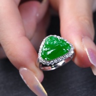 冰種正陽綠翡翠佛公戒指 18K金鑽石 | 天然緬甸玉A貨翡翠 | 送禮