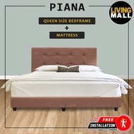 Living Mall Piana Queen Size Woven Fabric Divan Bed Frame with Mattress Package