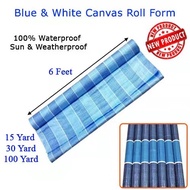 6' x 15Yard / 30Yard Blue & White Canvas Roll 100 yard PE Tarpaulin Canopy Canvas Roll (Biru Putih C