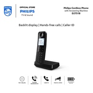 Philips Cordless Dect phone D2751B/90  | 4.6 cm backlit display | Low Radiation | Hands-free calls | Dot Matrix