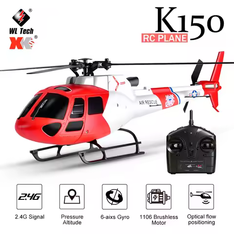 2026 WLtoys K150 RC Helicopter AS350 Aircraft 4CH Gyroscope Brushless Motor With Altitude Optical Fl