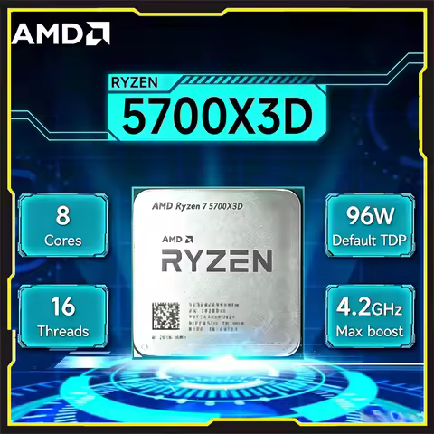 AMD Ryzen 7 5700X3D 8 Core 16 Thread 3GHz Up To 4.1GHz 105W AM4 DDR4 Gaming CPU Compatible X570 B550
