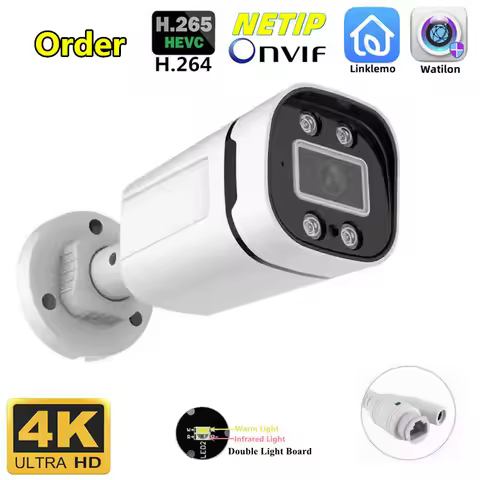 4K POE Video Surveillance Camera IP Audio 48V POE 4MP/5MP/8MP Dual light Night Vision Bullet WaterPr