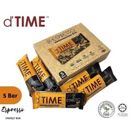 d'TIME Espresso Energy Bar 30g x 5 BARS //Dark Chocolate& Coffee Beans// Meal replacement// Weight m