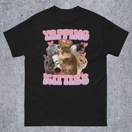 Yapping Kitties Meme Kucing Lucu Hadiah Baju Tee untuk Wanita Bodoh Ahh Kucing T-shirt Kucing Comel 