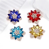 New Style Glass Crystal Flower Brooch Ladies All-Match Cardigan Suit High-End Dress Accessories Doub