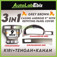 🔥3 IN 1🔥 GREY BROWN KIRI+TENGAH+KANAN Proton Preve Suprima 9" inch Casing Android Meter Panel Dashboard Cover Refitting