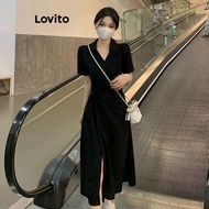 CODDAE35U6Lovito Đầm xoắn trơn thanh lịch cho nữ LNE50076RES3RD