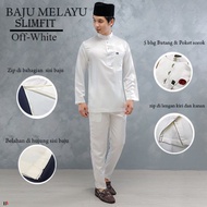 [ S - 3XL] Baju Melayu Nikah |Baju Melayu Off White | Baju Melayu Slimfit | Baju Melayu Lelaki | Plu