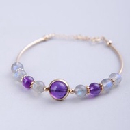 烏拉圭紫水晶手鍊 | 拉長石14K包金手鍊 | K14GF天然紫晶回歸心靈