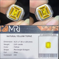 Cincin Batu Natural Yellow Topaz Ring Perak Handmade Elegant