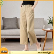Eyouth 1062 Women High Waist Wide Cropped Trousers