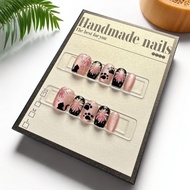 Spot Goods#Pink Flower Phantom3050#Handmade Wearable Nails Semi-Handmade Pure Handmade Nail Art Fake
