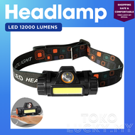 Lampu Suluh Kepala LED COB Headlamp Headlight USB Rechargeable Waterproof Bright