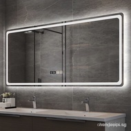 【In stock】LED Bathroom Smart Mirror Bathroom Toilet Touch Smart Defogging Cosmetic Mirror Wall with Light Wall-Hanging Mirror/Stainless Steel Intelligent Storage Mirror Cabinet F6H